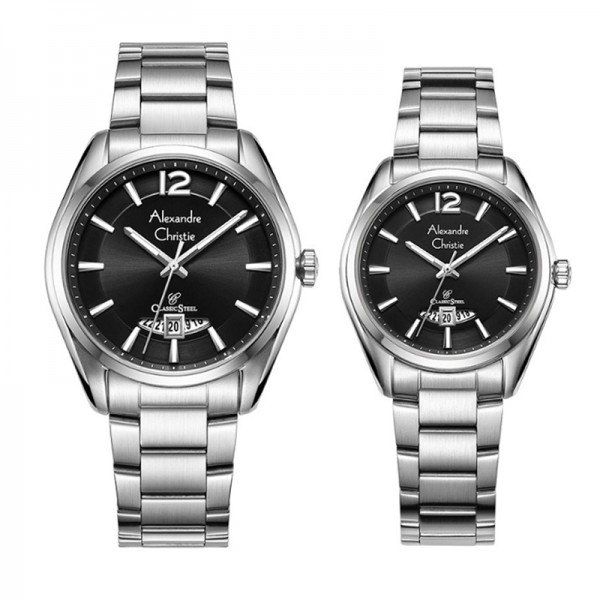 Alexandre Christie AC 8679 Silver Black Couple Alexandre Christie AC 8679 Silver Black Couple